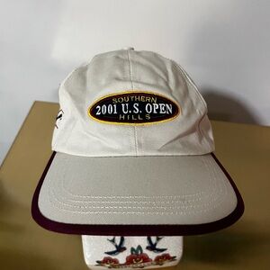 2001 U.S. Open Southern Hills Golf Hat Strapback Cream Burgundy Vintage